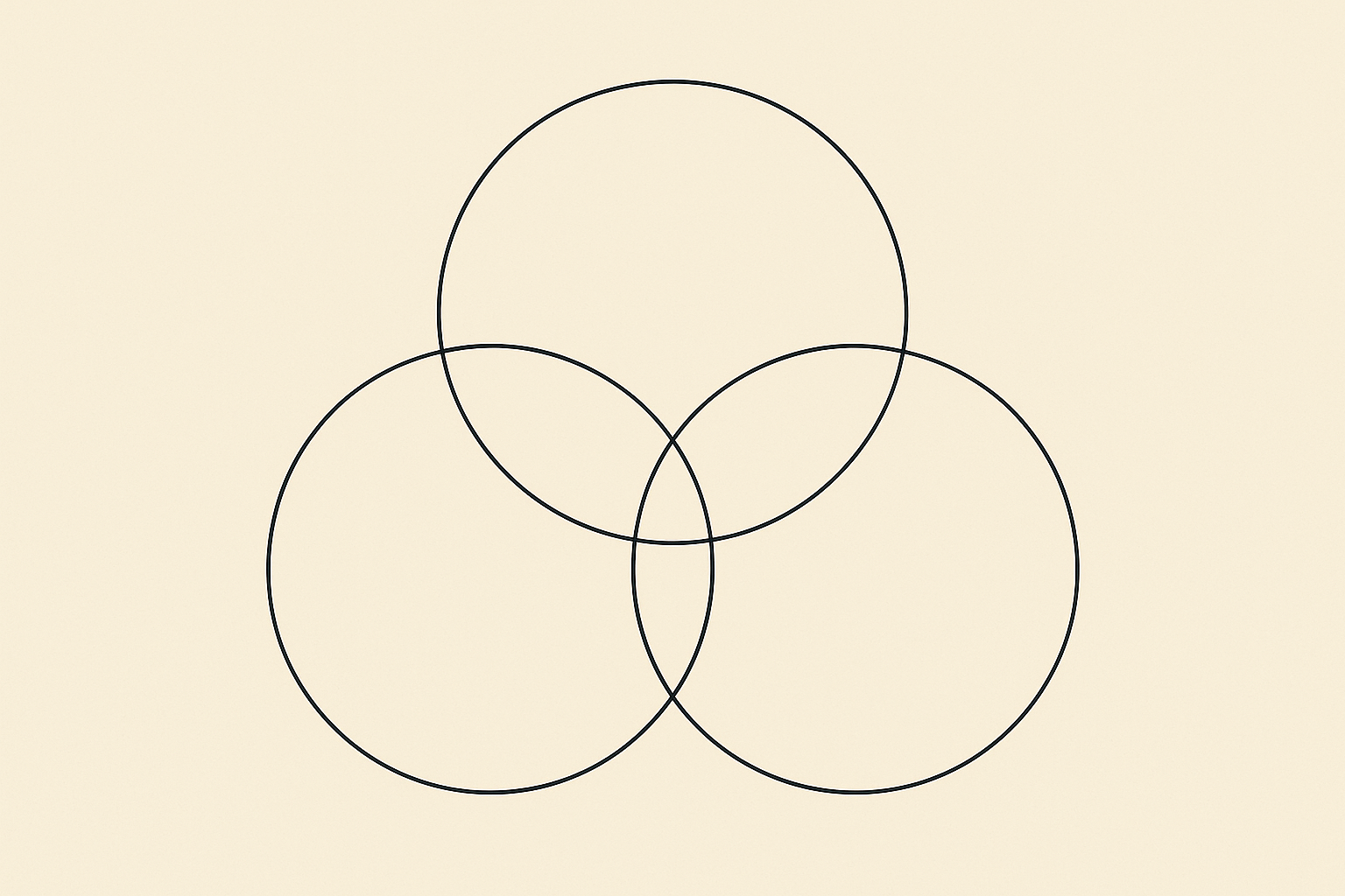 수분·보습·간격 세 축을 상징하는 세 개의 원이 서로 겹쳐진 미니멀한 밴 다이어그램 그래픽