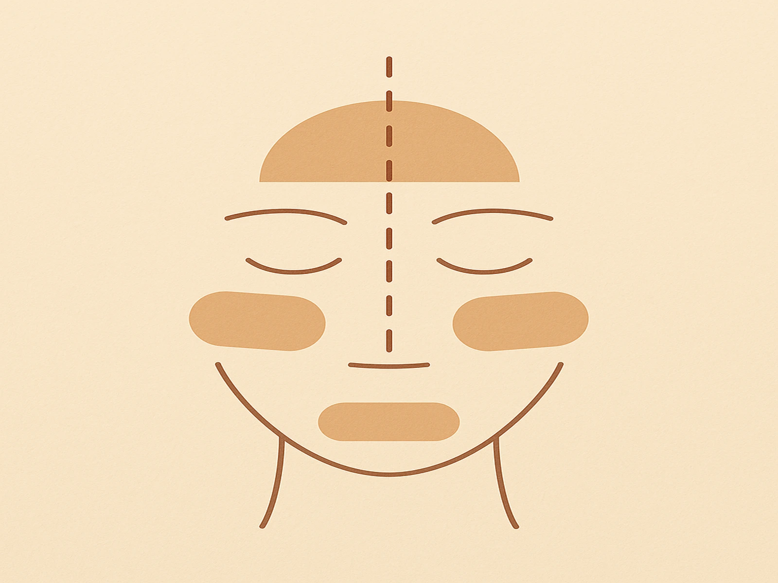 스킨케어 단계의 흡수 간격과 부위 분리를 설명하는 미니멀 일러스트 다이어그램